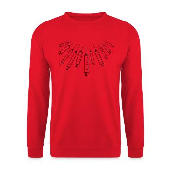 Spritzen (schwarz) - Unisex Pullover - Rot - Vorne - Alina (178cm) & Michal (187cm)