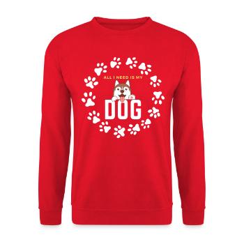 All I need is my Dog - Unisex Sweatshirt - red - Front - Alina (178cm) & Michal (187cm)