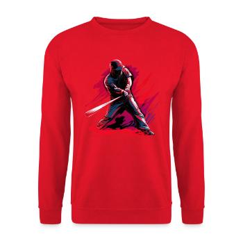 Baseballspieler in roter Pop-Art - Unisex Pullover - Rot - Vorne - Alina (178cm) & Michal (187cm)