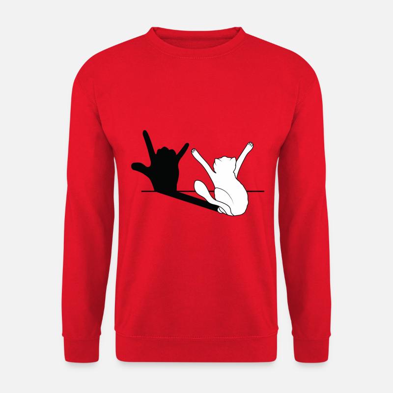 I love you mit Katze - Schattenspiel - Unisex Pullover - Rot