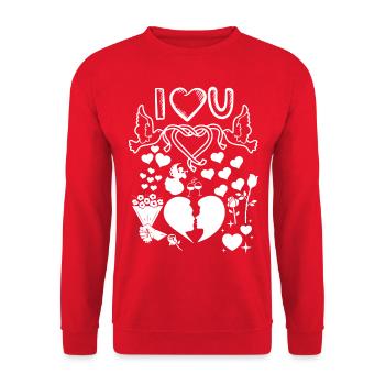 Saint-Valentin, Saint-Valentin, Saint-Valentin - Sweat-shirt Unisexe - rouge - Devant - Alina (178cm) & Michal (187cm)