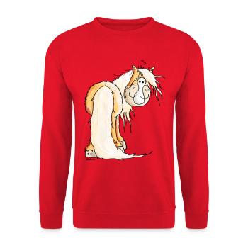 Funny Haflinger - Unisex Sweatshirt - red - Front - Alina (178cm) & Michal (187cm)