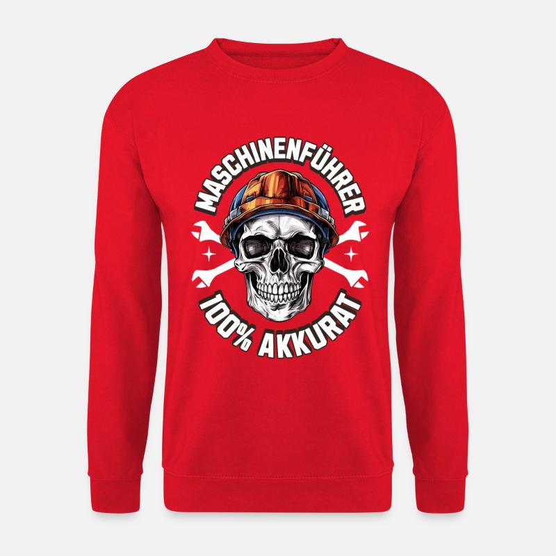 Maschinenführer Totenkopf T-Shirt Bauarbeiter - Unisex Pullover - Rot