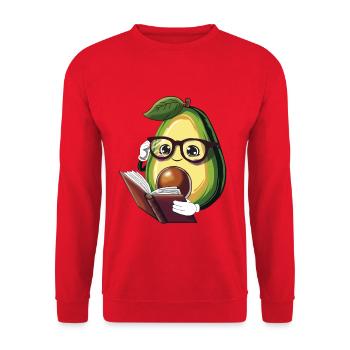 Avocado Reads a Book – Bookworm - Unisex Sweatshirt - red - Front - Alina (178cm) & Michal (187cm)