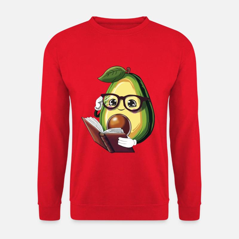 Avocado liest ein Buch – Bücherwurm - Unisex Pullover - Rot