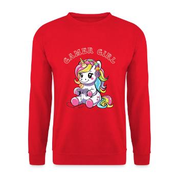 Gamer Girl - Unisex Pullover - Rot - Vorne - Alina (178cm) & Michal (187cm)