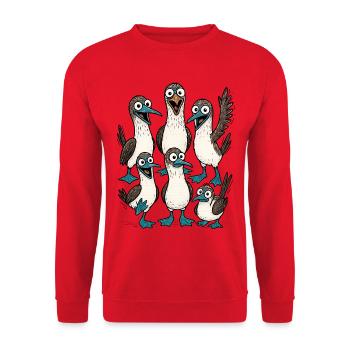 Illustration de dessin animé drôle d'oiseau de mer - Sweat-shirt Unisexe - rouge - Devant - Alina (178cm) & Michal (187cm)