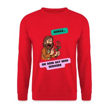 The rose bites the rose has bitten me - Unisex Sweatshirt - red - Front - Alina (178cm) & Michal (187cm)