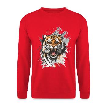Tiger Head Predator Nature Wilderness Splash - Unisex Sweatshirt - red - Front - Alina (178cm) & Michal (187cm)