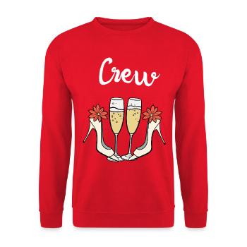 Équipe nuptiale, talons hauts & Prosecco, ambiance mariée, enterrement de vie de garçon - Sweat-shirt Unisexe - rouge - Devant - Alina (178cm) & Michal (187cm)