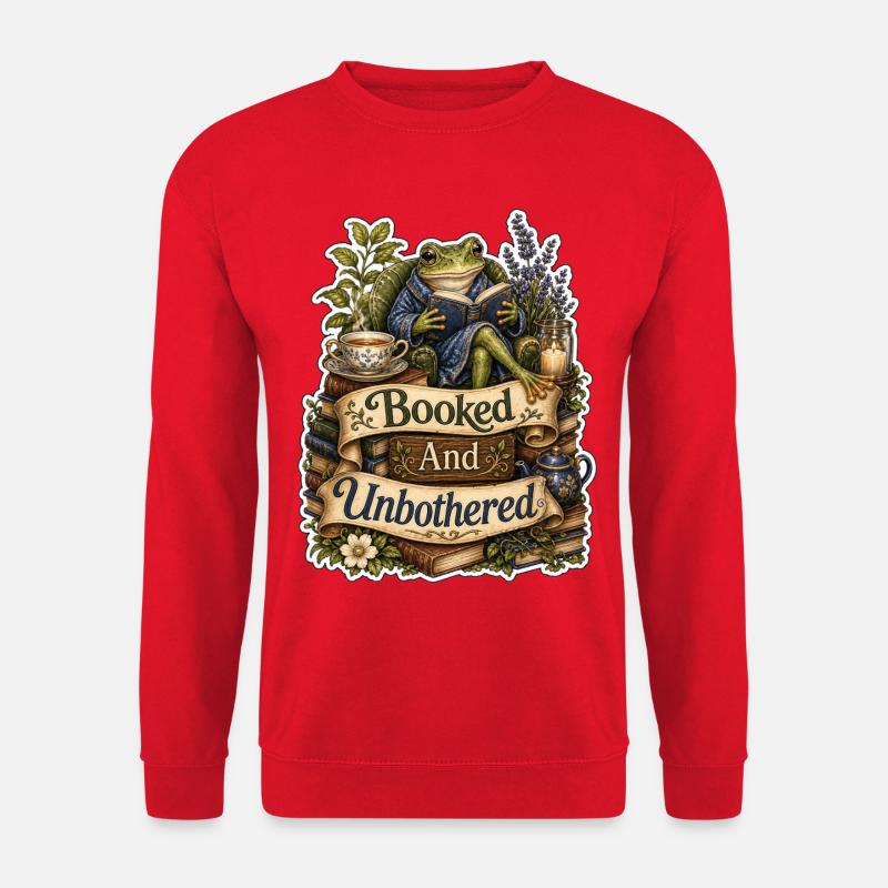 Booked And Unbothered Frosch - Unisex Pullover - Rot
