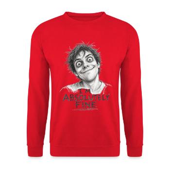 I'm Absolutely Fine Funny Pencil Sketch - Unisex Sweatshirt - red - Front - Alina (178cm) & Michal (187cm)