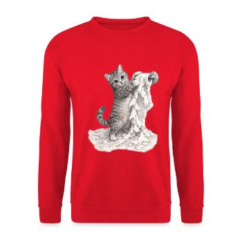 Caught in the Act – Mischievous Cat - Unisex Sweatshirt - red - Front - Alina (178cm) & Michal (187cm)