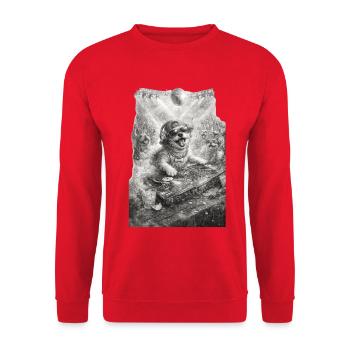 DJ Dog Rocking the Party - Unisex Sweatshirt - red - Front - Alina (178cm) & Michal (187cm)
