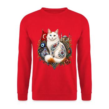 Osmanische Katze - Unisex Pullover - Rot - Vorne - Alina (178cm) & Michal (187cm)