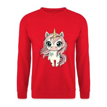 Zombie Einhorn – Süß aber Gruselig - Unisex Pullover - Rot - Vorne - Alina (178cm) & Michal (187cm)