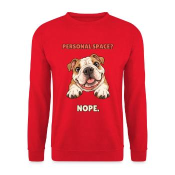 Personal Space Nope – Funny Bulldog - Unisex Pullover - Rot - Vorne - Alina (178cm) & Michal (187cm)