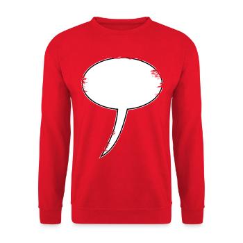 Sprechblasen-Skizze Outline - Unisex Pullover - Rot - Vorne - Alina (178cm) & Michal (187cm)