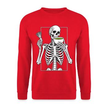 Matcharitual mit Skelett - Unisex Pullover - Rot - Vorne - Alina (178cm) & Michal (187cm)