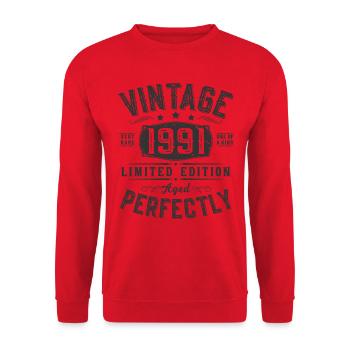 Année 1991 Anniversaire - Sweat-shirt Unisexe - rouge - Devant - Alina (178cm) & Michal (187cm)