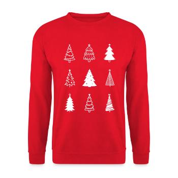 Weihnachtsbäume - Unisex Pullover - Rot - Vorne - Alina (178cm) & Michal (187cm)