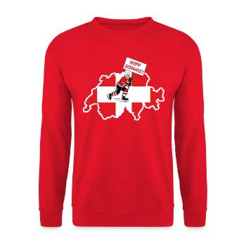 Équipe nationale de hockey sur glace Hopp Schwiiz - Sweat-shirt Unisexe - rouge - Devant - Alina (178cm) & Michal (187cm)