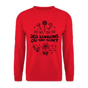 Des Bonbons ou un Sort - Déguisement Halloween - Sweat-shirt Unisexe - rouge - Devant - Alina (178cm) & Michal (187cm)