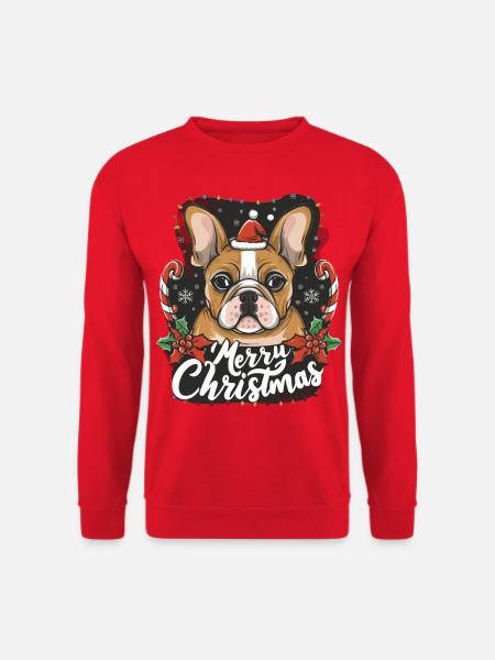 Festlicher Bulldoggenzauber - Unisex Pullover - Rot