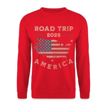 États-Unis Road Trip 2026 Amérique Vintage - Sweat-shirt Unisexe - rouge - Devant - Alina (178cm) & Michal (187cm)