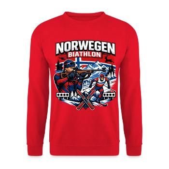 Cadeau des sports d’hiver de Biathlon en Norvège - Sweat-shirt Unisexe - rouge - Devant - Alina (178cm) & Michal (187cm)
