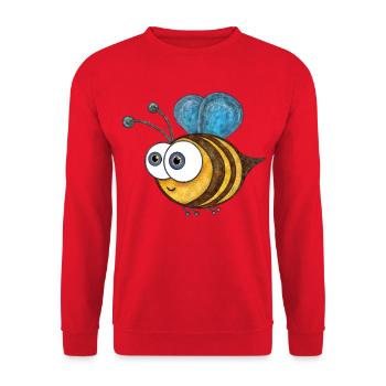 Biene mit blauen Flügeln Cartoon - Unisex Pullover - Rot - Vorne - Alina (178cm) & Michal (187cm)