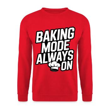 Backmodus immer an lustiger Back Spruch - Unisex Pullover - Rot - Vorne - Alina (178cm) & Michal (187cm)
