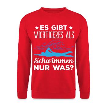 Schwimmsport Schwimmer Spruch Geschenk - Unisex Pullover - Rot - Vorne - Alina (178cm) & Michal (187cm)
