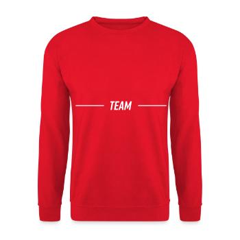 Team Linie Crew Geschenk - Unisex Pullover - Rot - Vorne - Alina (178cm) & Michal (187cm)