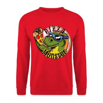 Pizza Monster Pizza Dinosaur cool Pizza Monster - Unisex Sweatshirt - red - Front - Alina (178cm) & Michal (187cm)