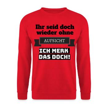 I love clothes / Ohne Aufsicht - Unisex Pullover - Rot - Vorne - Alina (178cm) & Michal (187cm)