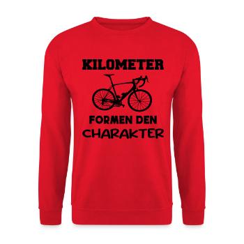 Kilometer formen den Charakter - Unisex Pullover - Rot - Vorne - Alina (178cm) & Michal (187cm)