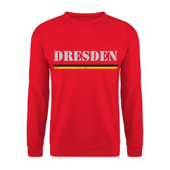 Dresden / Lettering & Flag - VINTAGE - Unisex Sweatshirt - red - Front - Alina (178cm) & Michal (187cm)