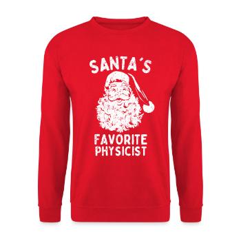 Weihnachten Physiker Santa's Favorite Physicist - Unisex Pullover - Rot - Vorne - Alina (178cm) & Michal (187cm)