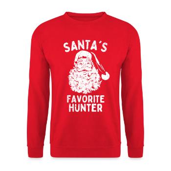 Christmas Hunter Santa's Favorite hunter - Unisex Sweatshirt - red - Front - Alina (178cm) & Michal (187cm)