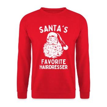 Weihnachten Friseur Santa's Favorite Hairdresser - Unisex Pullover - Rot - Vorne - Alina (178cm) & Michal (187cm)