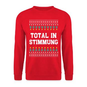 Total in Weihnachtsstimmung - Unisex Pullover - Rot - Vorne - Alina (178cm) & Michal (187cm)