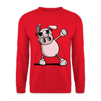 Frais Dab Danse Wutz - tamponnant porc - Tendance - Sweat-shirt Unisexe - rouge - Devant - Alina (178cm) & Michal (187cm)