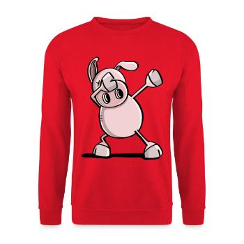 Dab fraîche Danse Cochon - Animaux tamponnant - Sweat-shirt Unisexe - rouge - Devant - Alina (178cm) & Michal (187cm)