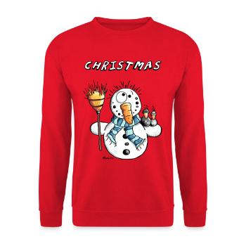 Drôle Bonhomme De Neige - Sweat-shirt Unisexe - rouge - Devant - Alina (178cm) & Michal (187cm)