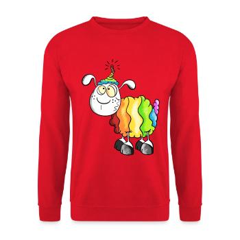 Rainbow Schaf - Unisex Pullover - Rot - Vorne - Alina (178cm) & Michal (187cm)