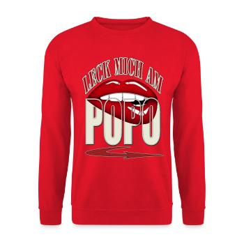 lèche-moi sur POPO - lèvres rouges flèche buccale rouge - Sweat-shirt Unisexe - rouge - Devant - Alina (178cm) & Michal (187cm)