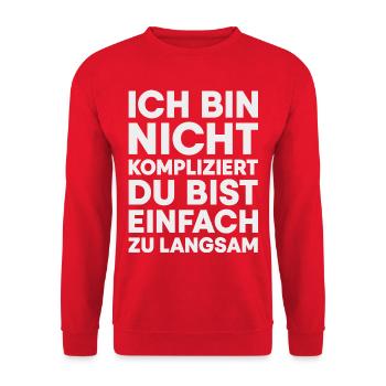 I'm not complicated - Unisex Sweatshirt - red - Front - Alina (178cm) & Michal (187cm)