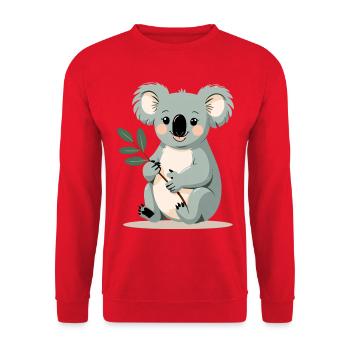 Small koala with a leaf branch - Unisex Sweatshirt - red - Front - Alina (178cm) & Michal (187cm)