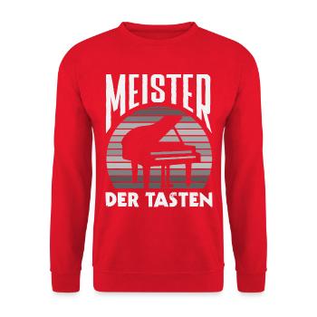 Piano Klavier Musiker Geschenk Geschenkidee - Unisex Pullover - Rot - Vorne - Alina (178cm) & Michal (187cm)